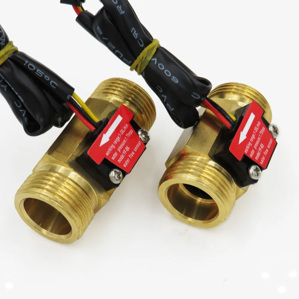 Hall Effect Water Flow Sensor Counter Indicator Flowmeter G3/4 DN20 Male Thread Brass 1-30L/min 50mm Long water flow switch,turbine flow sensor