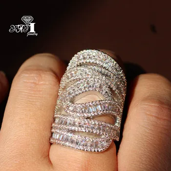 

YaYI Jewelry Fashion Princess Cut 8.8 CT White Zircon Silver Color Engagement Rings wedding Rings Party Rings