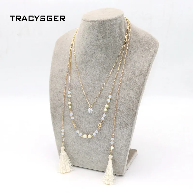 

AE-N84187 /TRACYSGER/ white stone beads layer necklace