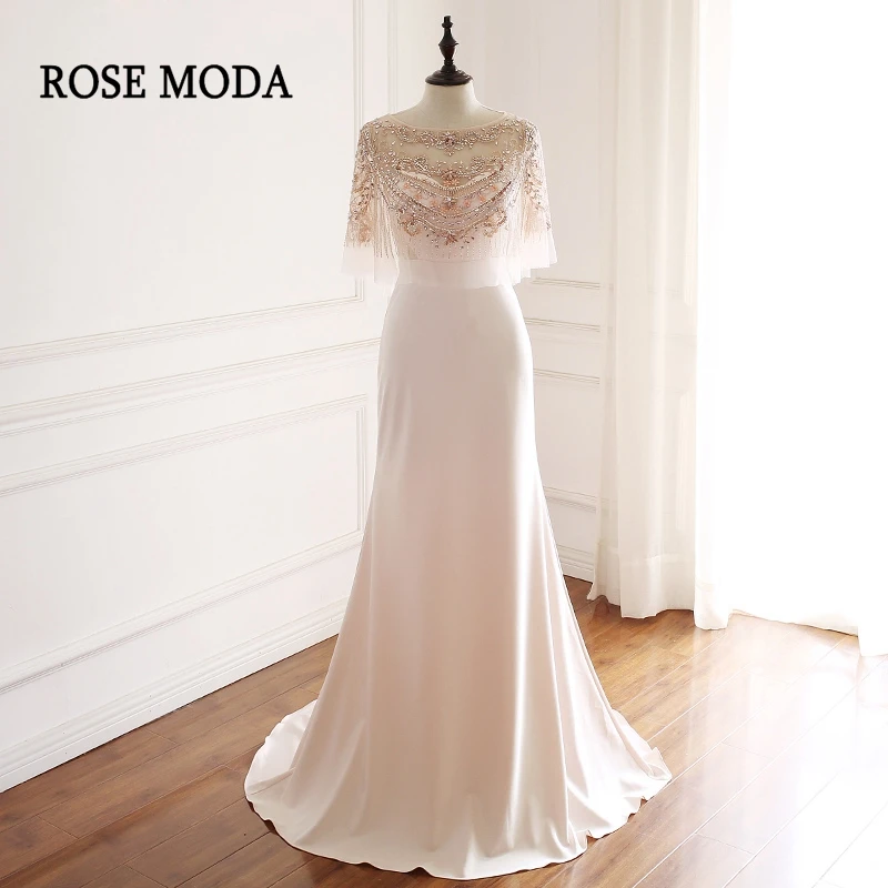 rose gold beaded wedding dress