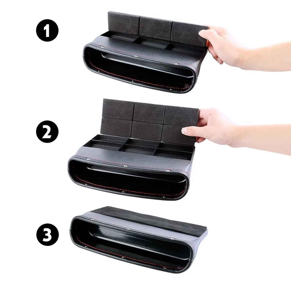 Premium Car Seat Storage Pockets Box Car Seat Gap Filler Carbon Fiber Console Side Pocket Stowing Tidying for Phone Key Card Coin Case Accessoies,Car Interior Accessories