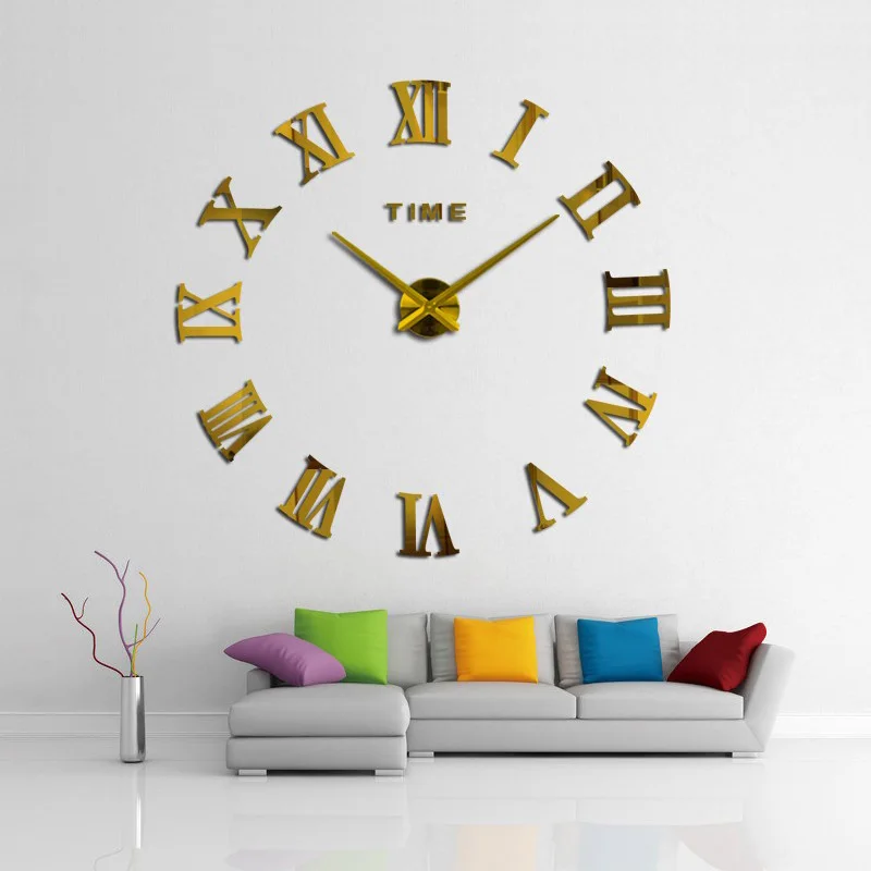 2017 New HomeDecoration Wall Clock Big Mirror Wall Clock Modern Design Large Size Wall Clocks