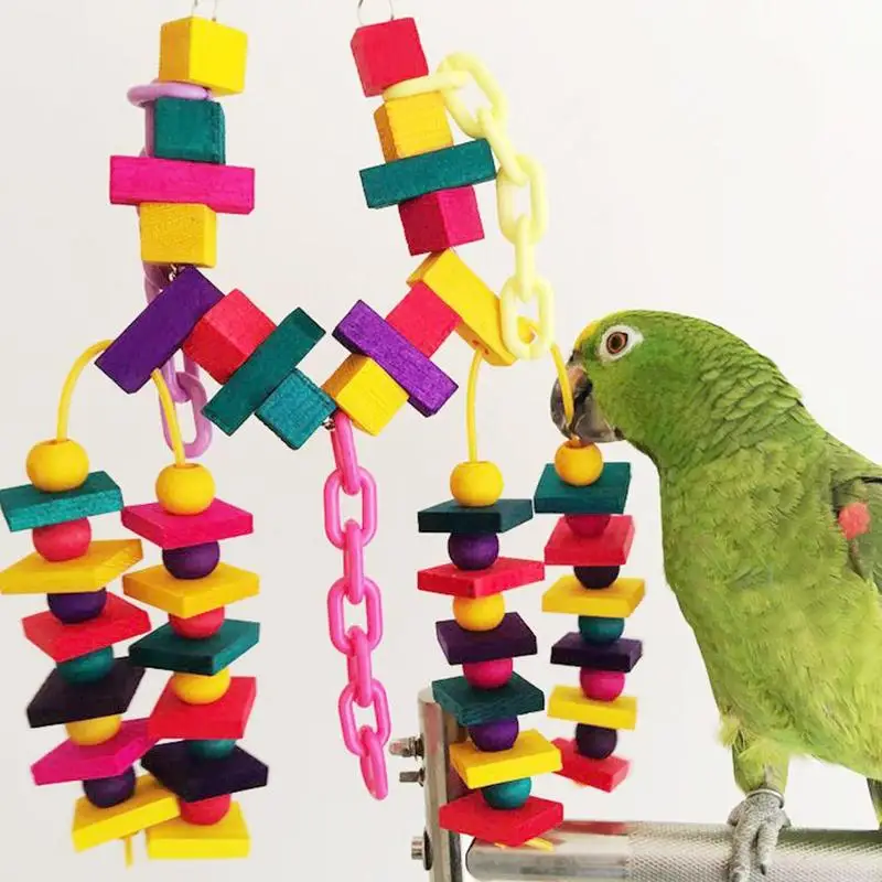 Misterolina Cockatiel Parrots Toys Wooden Colorful Parrot Swing Bird