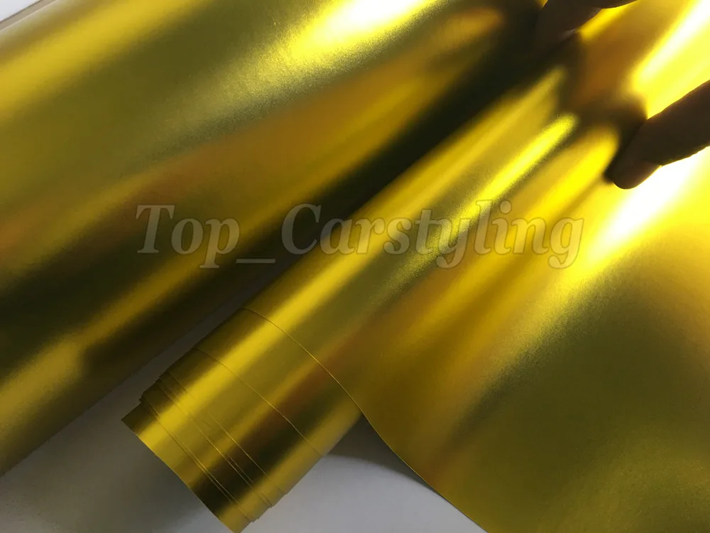 gold satin chrome car wrap film with air bubble free (1)