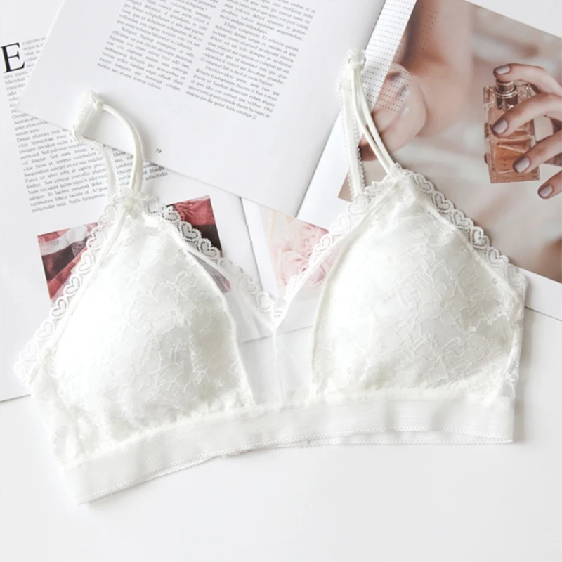 NEW Sexy Women Cropped Tops Lace Padded Bra Fashion Wireless Tube Tops 3/4 Cup Brassiere Underwear Detachable Pad Bra