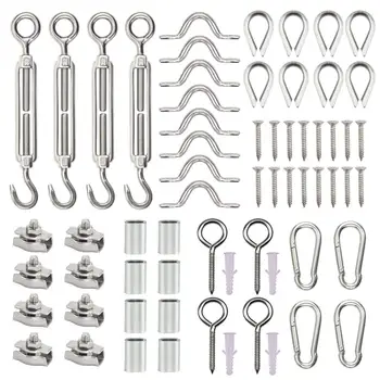 

304 Stainless Steel & Aluminum Heavy Duty Hardware Kit Cable Railing Kit with Thimble Screws Eye Strap Carabiner Crimping Sleeve