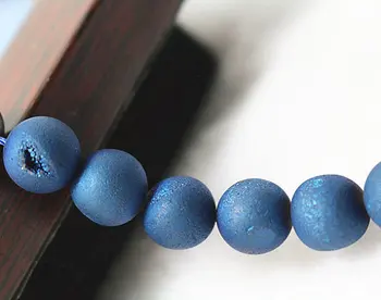 

10 mm Titanium Coated Druzy Crystal Agate Beads, 15 inch strands