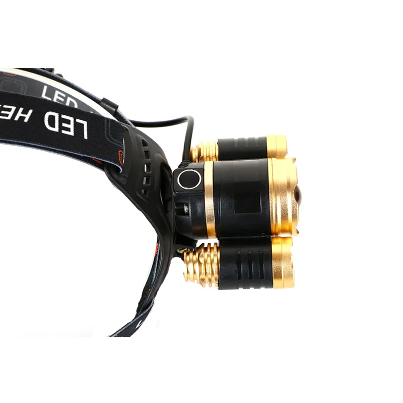 JEANIGHT 3 LED Headlamp XML T6 8000LM Headlight frontale Flashlight 4 Mode Torch Lights with Car Charger With 18650 Battery (25)