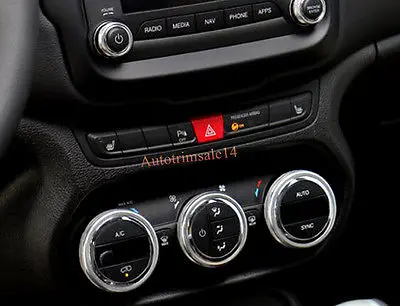

5x Interior Air Conditioning Button Switch Ring Trim for Jeep Renegade 2015 2016