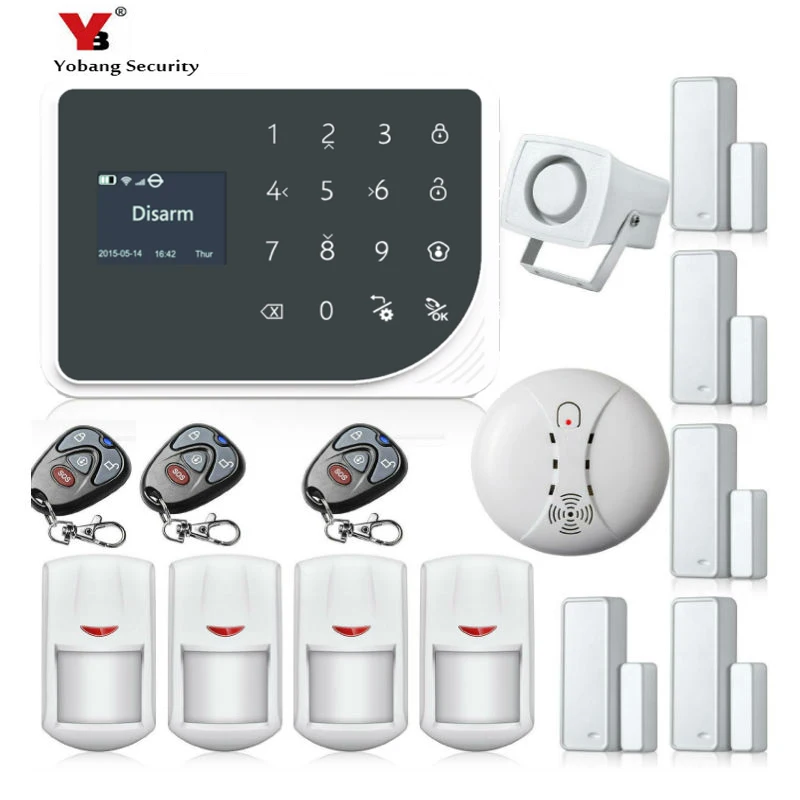 

YoBang Security Wireless WIFI GSM Home Security Alarm Touch Keyboard Alarm System Smoke Fire Sensor Russian Spanish Nederland.
