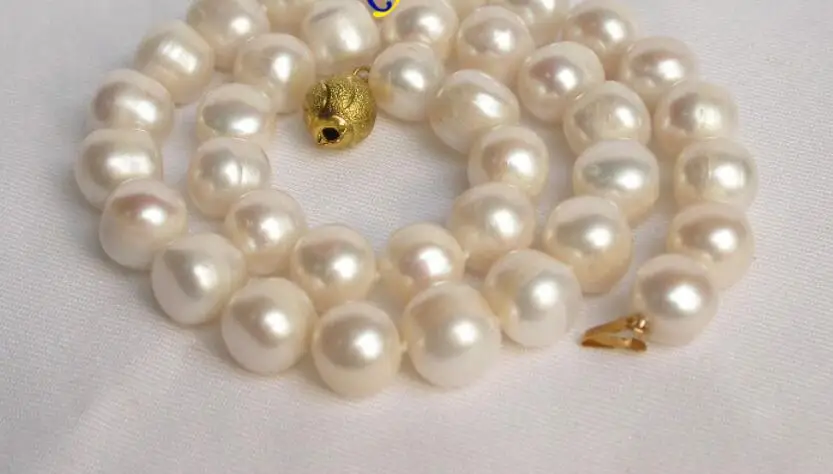 

Hot sale new Style >>>>>Genuine 12mm 17'' Natural round white freshwater pearls necklace j6843