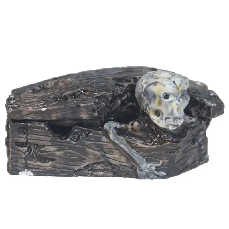 

Halloween Coffin Decoration Funny Scary Skull Resin Figurine Statue for Halloween Drawing Sample and Haunted House Decoration