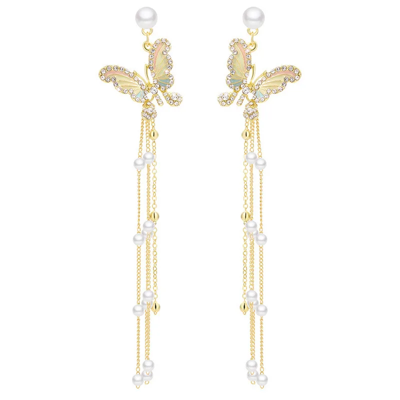 

JC 2019 New Product Free Shipping S925 Sterling Silver Women Jewelry Cute Butterfly Graceful Pearl Earring Dangle Earrings