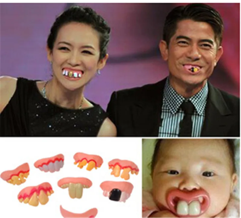 

Gags Practical 5 piece Funny Gags Practical Jokes Prank Freak False Teeth Set Halloween/April Fool's Day Gift Wacky Toys GYH S3