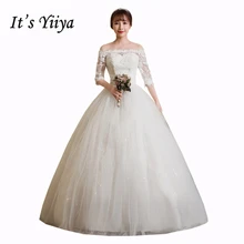 Это Yiiya, кружевное свадебное платье трапециевидной формы с вырезом лодочкой и короткими рукавами длиной до пола, белое простое дешевое свадебное платье Vestidos De Novia HS248