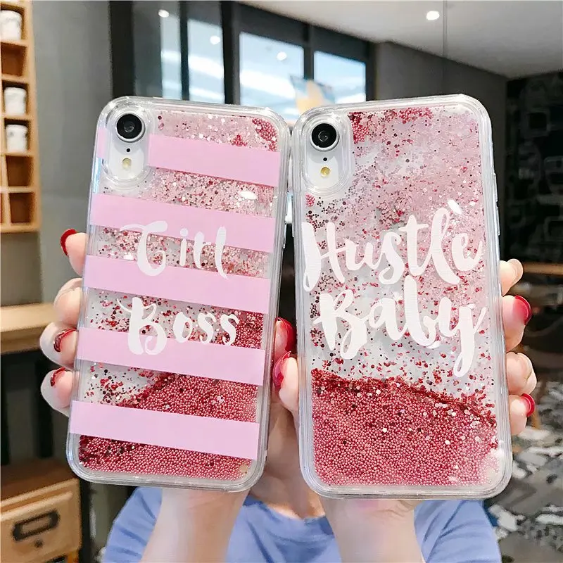 

Quicksand Cute Case For iPhone 7 8 Plus X XS MAX XR Back Water Cover Soft + hard pc Protective For Apple iphone 6 6s Plus