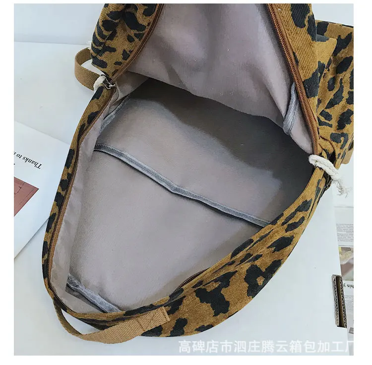 Moda feminina mochila leopardo impressão veludo dupla