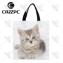 Маленькая милая кошачья морда, индивидуальный принт, водонепроницаемая нейлоновая тканевая сумка-шоппер, Подарочная сумка, упаковка из 2