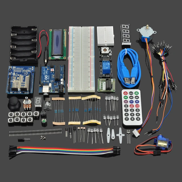 Gratis verschepen beste prijzen!!! Voor arduino uno 2011 boord starter kit met LCD-servomotor sensormodule