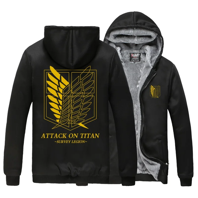 High-Q Unisex Anime Cos Attack on Titan Thick Hoodie Cardigan Zipper Sweatshirts Jiyuu no Tsubasa fleece thick jacket Hoodie - Цвет: 16