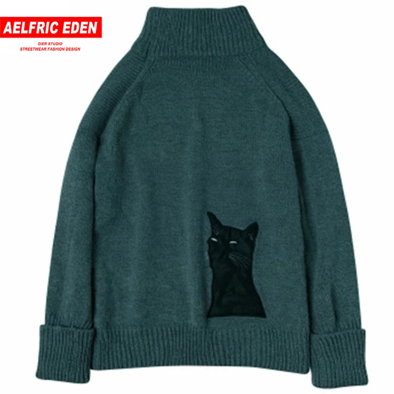 Свитер Aelfric Eden мужской брендовый Повседневный тонкий с кошачьими вставками