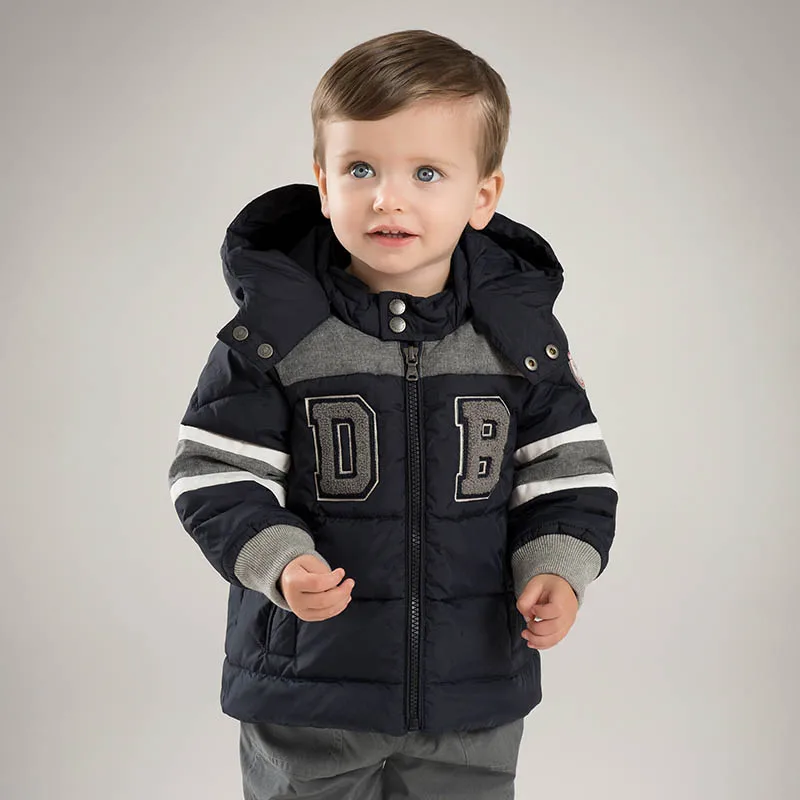 DB7023 dave bella/зимняя куртка-пуховик для маленьких мальчиков детское белое пуховое Стеганое пальто Детская верхняя одежда с капюшоном