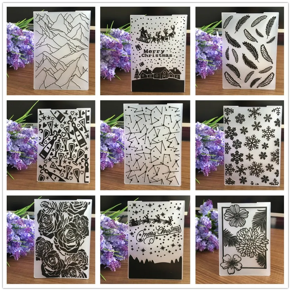 

25 Styles New Plastic Embossing Folders For Scrapbooking Paper Card Photo Album Decorative Embossing Templates Craft Stencils