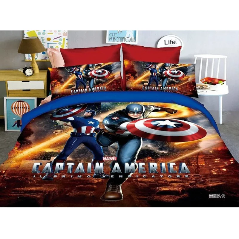 Комплект постельного белья для мальчиков Disney Captain Amercia пододеяльник простыня