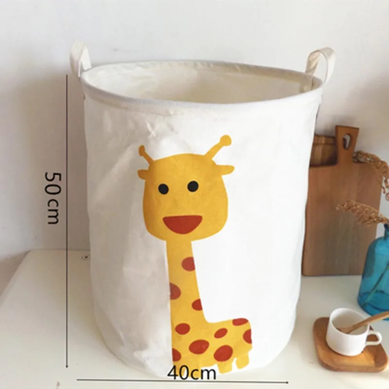 Складная Водонепроницаемая корзина для белья 50*40, детская игрушечная сумка с мультяшным медведем для хранения, льняная корзина для грязной одежды, корзина для хранения бюстгальтера - Цвет: giraffe