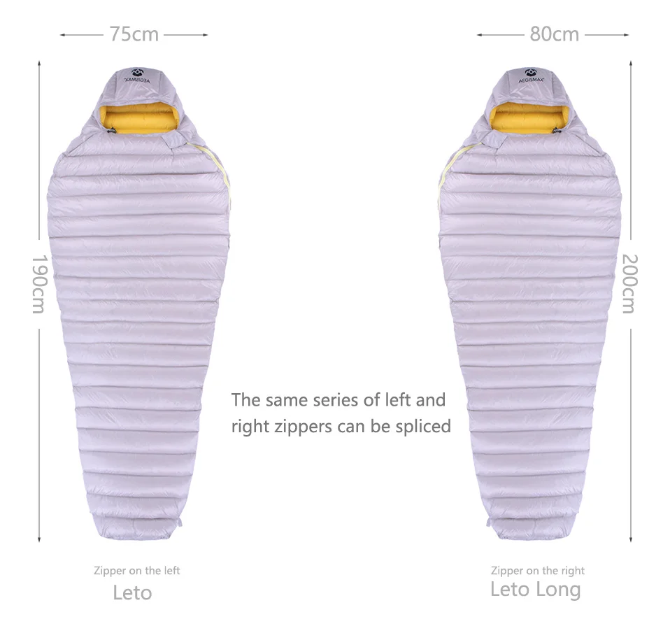 AEGISMAX Leto серый Открытый Кемпинг Мумия 700FP ультра сухой белый гусиный пух сверхлегкий спальный мешок