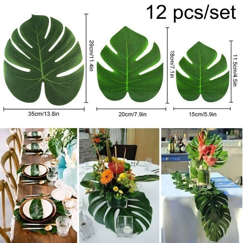 

METABLE Set of 36 Artificial Silk Fabric 3 Different Sizes Small Medium Large - Hawaiian Luau Jungle Beach Theme Party Supplies