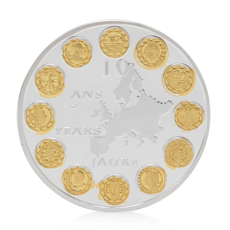 

EU 12 Countries Member Silver Plated Commemorative Challenge Coin Physical Token