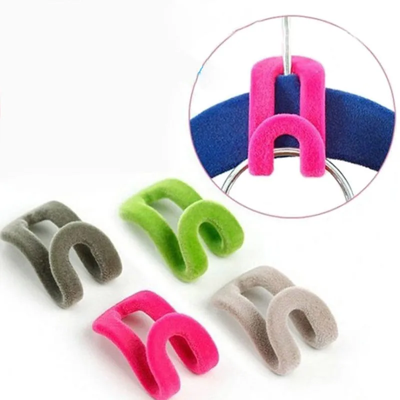 Mini Flocking Clothes Hanger Easy Hook Closet Creative Storage Organizer 10 Pices/Pack Clothes Pegs  