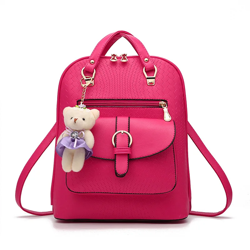 

2016 Colorful Gorgeous Solid Back Pack Bag PU Leather Embossing Zipper Teenager Girl Bags Preppey School Backpack Free Shipping