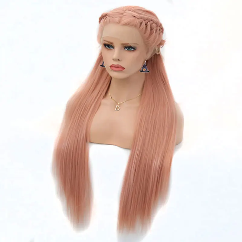 Bombshell золотой розовый или блонд коса синтетический парик фронта шнурка натуральный волос термостойкие волокна для белых женщин парики