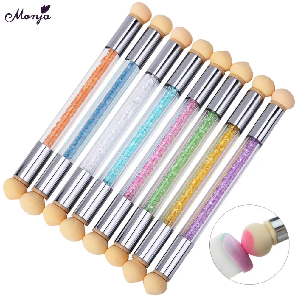

Monja 2 Heads Nail Art Sponge Gradient Brush Acrylic Gel Polish Gradual Color Transfer Rhinestone Sequins Pick Up Paint Pen