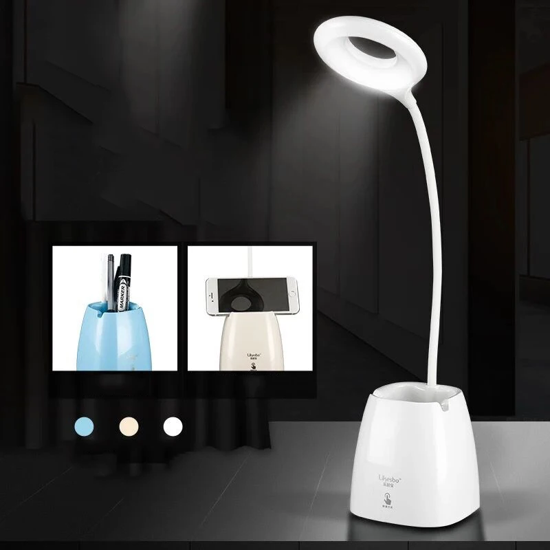 LED Настольная лампа USB затемнения зарядки три яркость сенсорного управления для