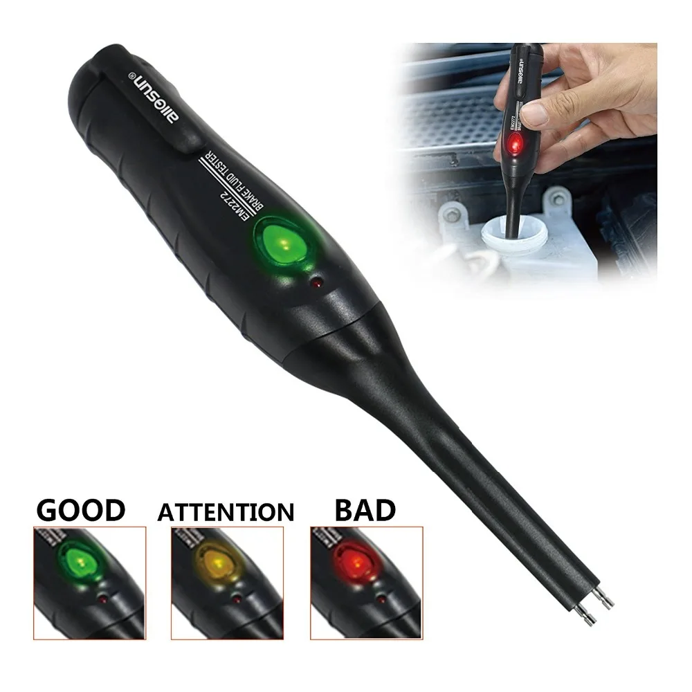 Online Probador de frenos para automoción, herramienta de prueba de frenos para coches, tipo bolígrafo, sistema de frenos portátil, comprobador DOT3 DOT4 DOT5.1, todo el sol EM2272A