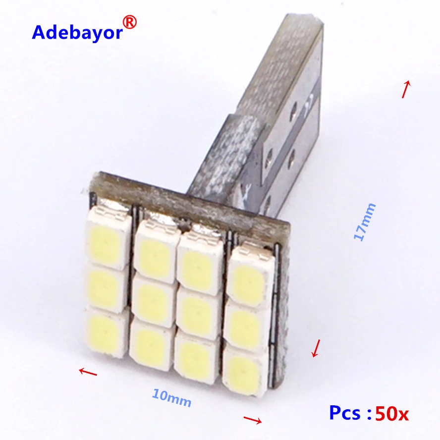 

Free Shipping 50pcs T10 Wedge 12 SMD 1206 LED DC 12V for Car Indicator Signal Turn Tail Brake DashBoard Square Circuit Board