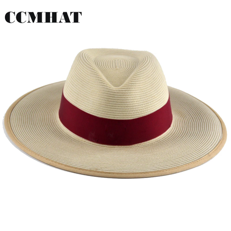 CCMHAT Wide Brim Flat Fedoras Hat For Men Causal 100 Paper Women Flat