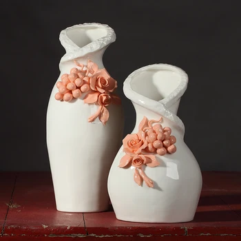 

design ceramic Pinch flower creative contracted flower vase pot home decor craft room decoration handicraft porcelain figurine