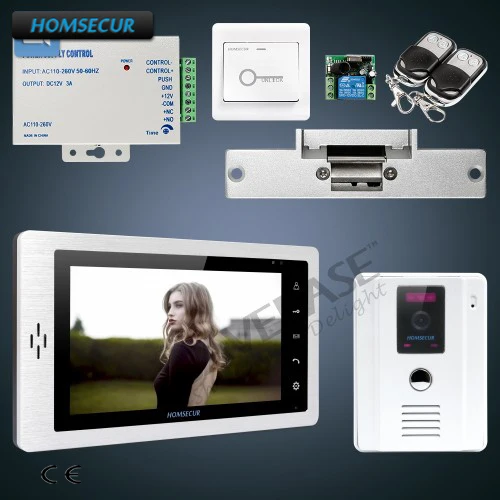 HOMSECUR 1v1 + Strike Lock 7 &quotпроводной Hands free видео домофон система вызова ИК ночного