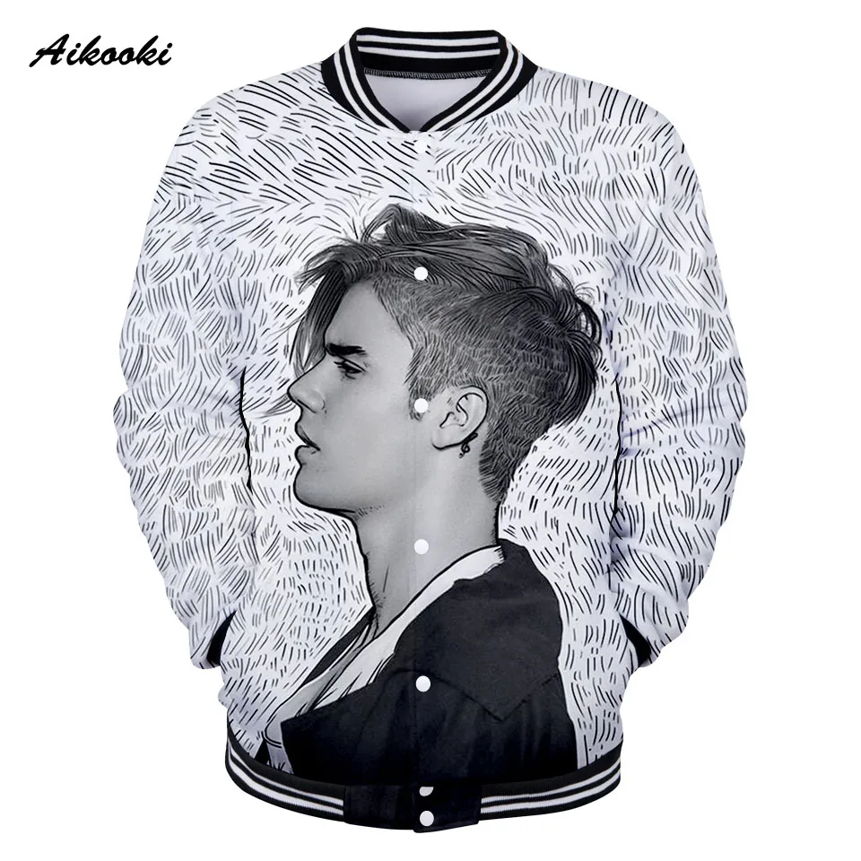 Hot Pop Justin Bieber 3D Jacket Men Print Idol Boys Cool Jackets Baseball Fashion Thin Sweatshirt Jacket 3D Tops Coats XXS