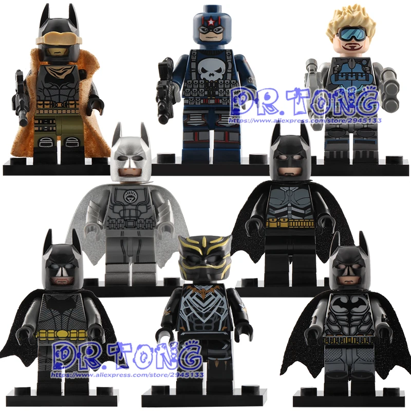 

8PCS Marvel Super Hero White Lantern BVS Batman Tony Black Panther Punisher Building Blocks Toys Children Gifts D011-018