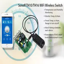 Sonoff TH10/16 AM2301 Temperature Humidity Monitor DIY Timer Wifi Switch Home Automation Wireless Remote Control Smart Switch