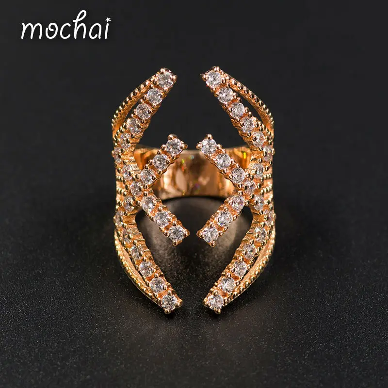 Женское кольцо с фианитом Mocai большие золотые кольца манжеты ZK30|ring jewelry|finger cuffscubic