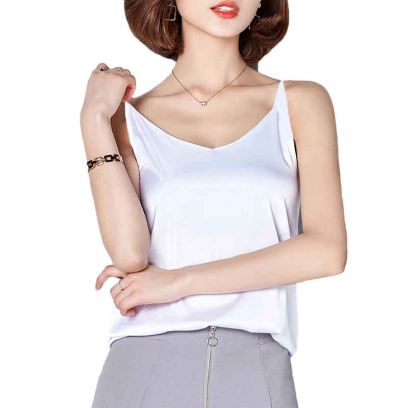Женский сатиновый Топ без рукавов с треугольным вырезом|cami bralettes|v neck camisolescamisole tops