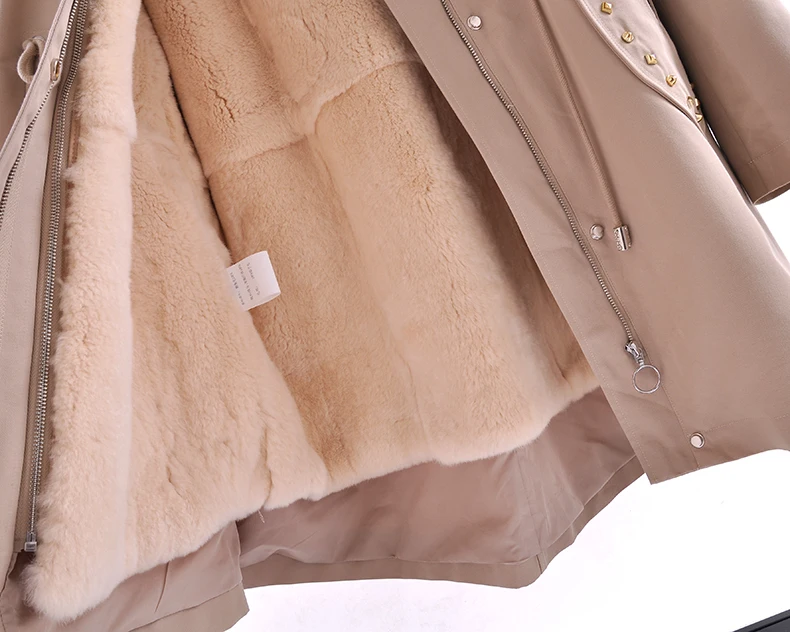 Cheap 2019 Fur Parka Real Rex Rabbit Fur Lining Removable With Big Raccoon Fur Hooded Long Sleeve 11