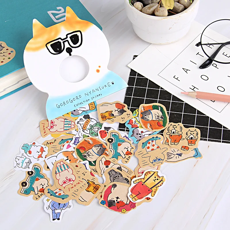 

30Pcs/Pack Cute Cat Dog Stickers Lovely Animals Stickers Kawaii Paper Adhesive Stickers For DIY Scrapbooking Home Diary Decor