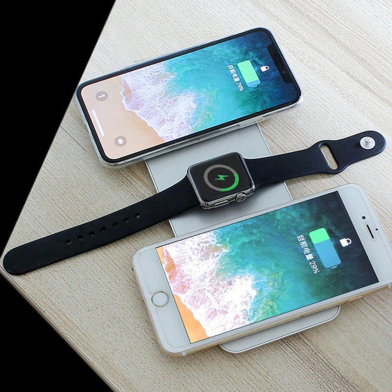 3в1 Qi Беспроводное зарядное устройство База для Apple watch iPhone X 8 XR 11 samsung S8+ S9 Note 10 9 Быстрая Беспроводная зарядная станция Док-станция